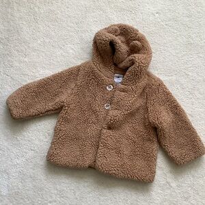 Baby Gap Tan Sherpa Button Jacket Baby 3-6 Months Soft Lined